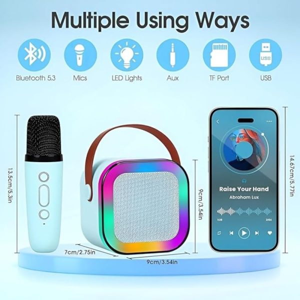 🎤 K12 Wireless Audio Microphone Bluetooth Karaoke Speaker – Portable Stereo Sound System with Dual Mics (Random Color)