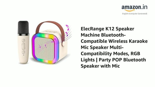 🎤 K12 Wireless Audio Microphone Bluetooth Karaoke Speaker – Portable Stereo Sound System with Dual Mics (Random Color)