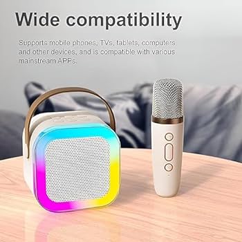 🎤 K12 Wireless Audio Microphone Bluetooth Karaoke Speaker – Portable Stereo Sound System with Dual Mics (Random Color)