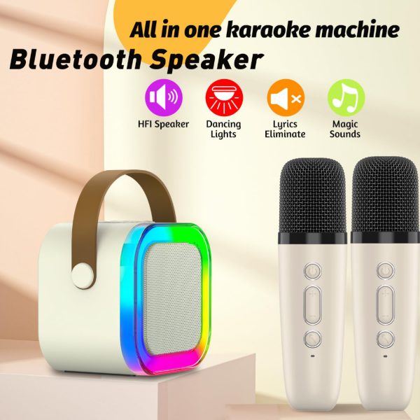 🎤 K12 Wireless Audio Microphone Bluetooth Karaoke Speaker – Portable Stereo Sound System with Dual Mics (Random Color)