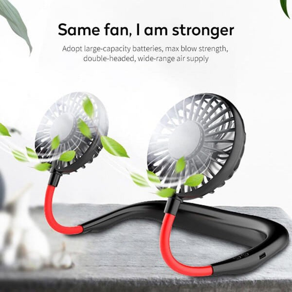 Neck Fan – Hands-Free Wearable Mini Sports Fan with 3-Speed Adjustment – Rechargeable Hanging Personal Cooling Fan for Outdoor & Indoor Use – Random Color