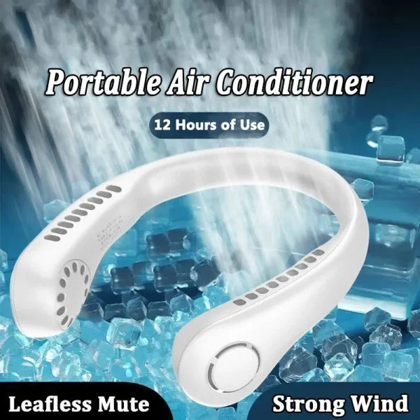 Bladeless Neck Fan – 360° Portable Hanging USB Rechargeable Neck Fan for Travel, Sports, Kitchen & Outdoor Use – Strong Micro Cooling – Safe & Silent – Random Color