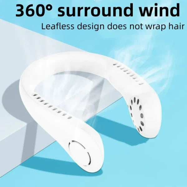 Bladeless Neck Fan – 360° Portable Hanging USB Rechargeable Neck Fan for Travel, Sports, Kitchen & Outdoor Use – Strong Micro Cooling – Safe & Silent – Random Color