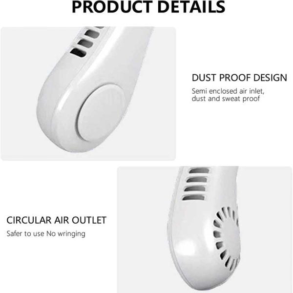 Bladeless Neck Fan – 360° Portable Hanging USB Rechargeable Neck Fan for Travel, Sports, Kitchen & Outdoor Use – Strong Micro Cooling – Safe & Silent – Random Color