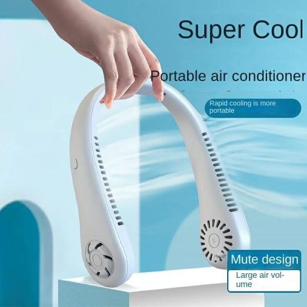 Bladeless Neck Fan – 360° Portable Hanging USB Rechargeable Neck Fan for Travel, Sports, Kitchen & Outdoor Use – Strong Micro Cooling – Safe & Silent – Random Color