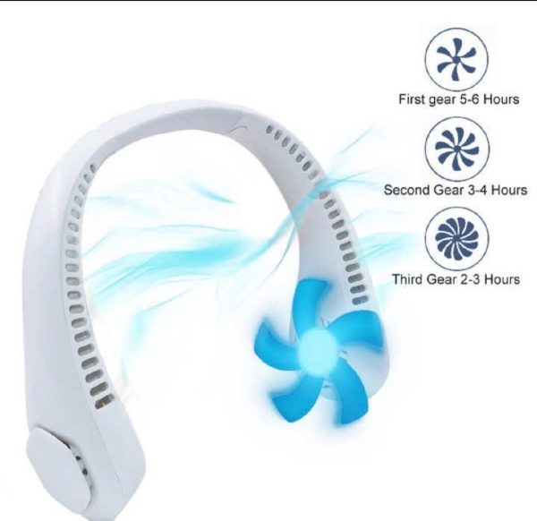 Bladeless Neck Fan – 360° Portable Hanging USB Rechargeable Neck Fan for Travel, Sports, Kitchen & Outdoor Use – Strong Micro Cooling – Safe & Silent – Random Color