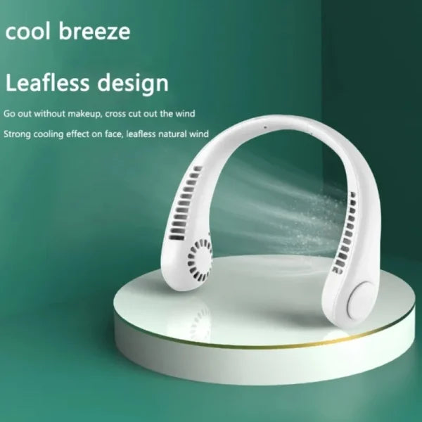 Bladeless Neck Fan – 360° Portable Hanging USB Rechargeable Neck Fan for Travel, Sports, Kitchen & Outdoor Use – Strong Micro Cooling – Safe & Silent – Random Color