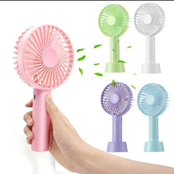 Portable USB Rechargeable Handheld Mini Fan – 3-Speed Strong Wind Electric Cooling Fan for Travel, Office & Outdoor Use – Compact & Lightweight – Random Color