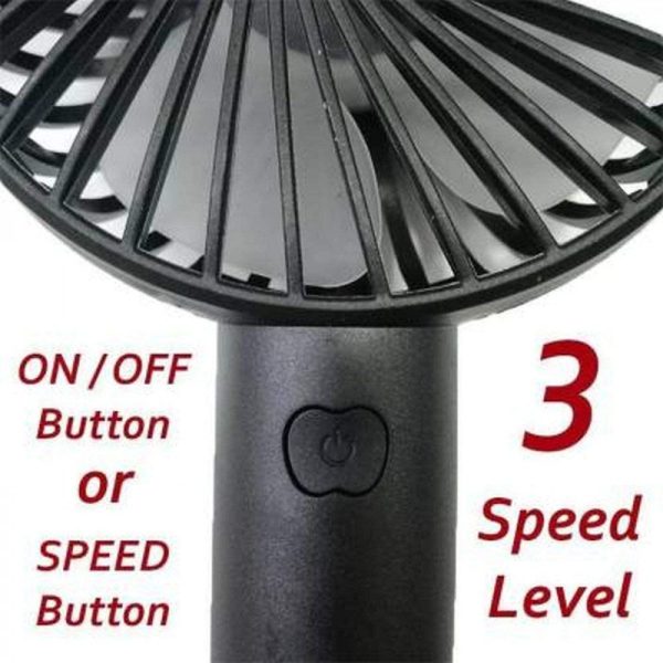 Portable USB Rechargeable Handheld Mini Fan – 3-Speed Strong Wind Electric Cooling Fan for Travel, Office & Outdoor Use – Compact & Lightweight – Random Color