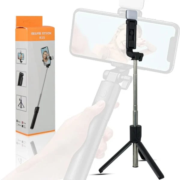 📸 R1s Selfie Stick Tripod with Bluetooth Remote & Built-in Light – 3-in-1 Wireless Selfie Stick Compatible with All Smartphones