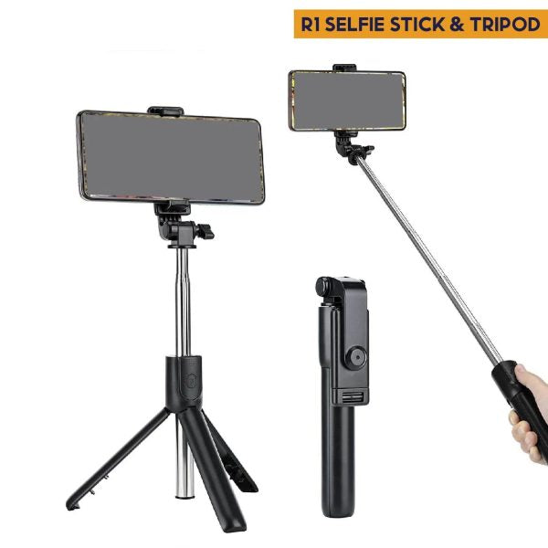 📸 R1s Selfie Stick Tripod with Bluetooth Remote & Built-in Light – 3-in-1 Wireless Selfie Stick Compatible with All Smartphones
