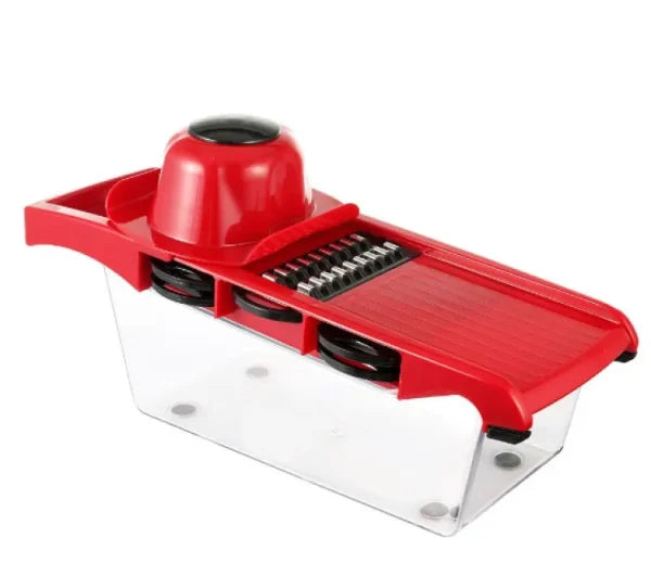 🔪 10-in-1 Mandolin Slicer & Vegetable Cutter – Manual Kitchen Tool with Stainless Steel Blades for Slicing, Grating, Peeling & More – Red Color