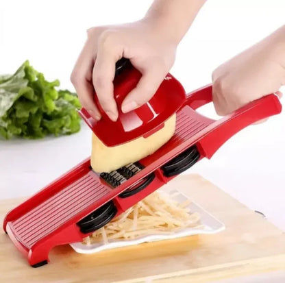 🔪 10-in-1 Mandolin Slicer & Vegetable Cutter – Manual Kitchen Tool with Stainless Steel Blades for Slicing, Grating, Peeling & More – Red Color