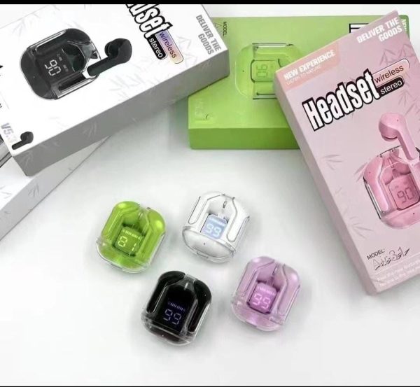 Earbuds Air 31 Wireless Earbuds with Transparent Crystal Case – Bluetooth 5.3 Earbuds with Type-C Fast Charging – Compatible with Android & iOS (No Pouch)