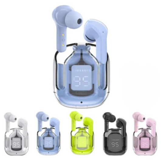 Earbuds Air 31 Wireless Earbuds with Transparent Crystal Case – Bluetooth 5.3 Earbuds with Type-C Fast Charging – Compatible with Android & iOS (No Pouch)