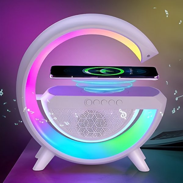 🌈 G-Shaped RGB LED Table Lamp with Wireless Charger – BT2301 Modern Desk Light with Touch Control & Color Changing Base