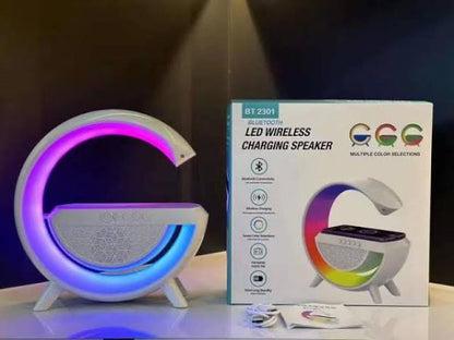 🌈 G-Shaped RGB LED Table Lamp with Wireless Charger – BT2301 Modern Desk Light with Touch Control & Color Changing Base