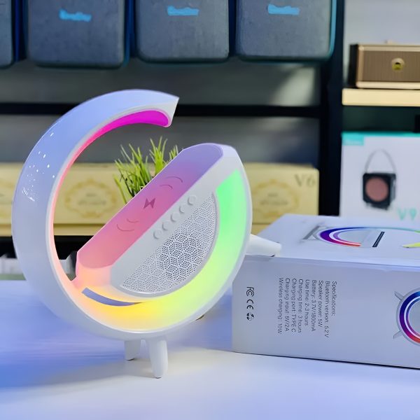 🌈 G-Shaped RGB LED Table Lamp with Wireless Charger – BT2301 Modern Desk Light with Touch Control & Color Changing Base
