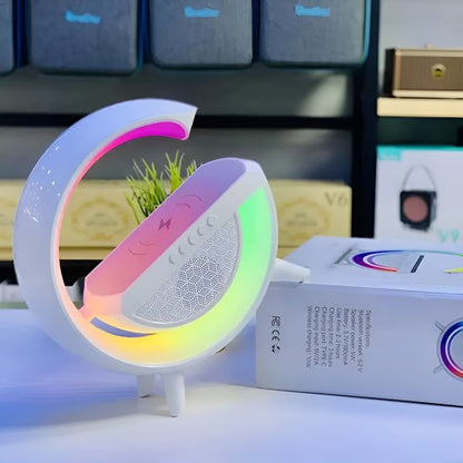 🌈 G-Shaped RGB LED Table Lamp with Wireless Charger – BT2301 Modern Desk Light with Touch Control & Color Changing Base