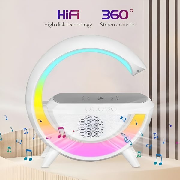 🌈 G-Shaped RGB LED Table Lamp with Wireless Charger – BT2301 Modern Desk Light with Touch Control & Color Changing Base