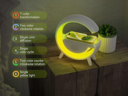🌈 G-Shaped RGB LED Table Lamp with Wireless Charger – BT2301 Modern Desk Light with Touch Control & Color Changing Base
