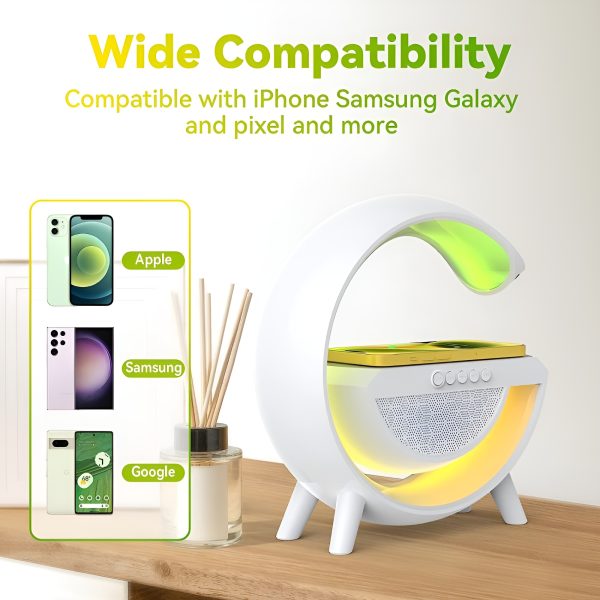 🌈 G-Shaped RGB LED Table Lamp with Wireless Charger – BT2301 Modern Desk Light with Touch Control & Color Changing Base