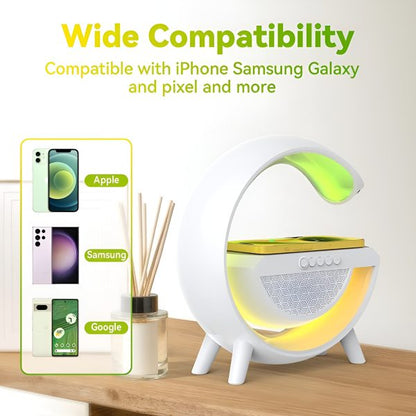 🌈 G-Shaped RGB LED Table Lamp with Wireless Charger – BT2301 Modern Desk Light with Touch Control & Color Changing Base