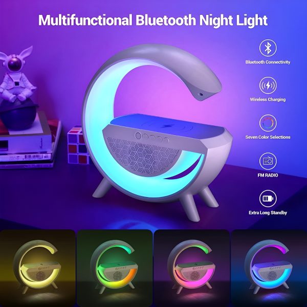 🌈 G-Shaped RGB LED Table Lamp with Wireless Charger – BT2301 Modern Desk Light with Touch Control & Color Changing Base