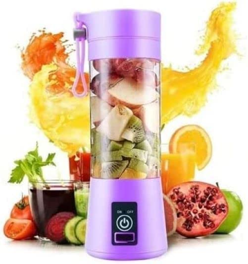 Portable Juicer Blender Cup – 380ml Mini Cordless USB Rechargeable Fruit & Vegetable Mixer – Crushed Ice & Smoothie Maker for Home, Travel & Outdoor Use – Random Color
