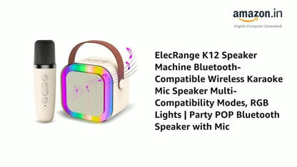 🎤 K12 Wireless Audio Microphone Bluetooth Karaoke Speaker – Portable Stereo Sound System with Dual Mics (Random Color)