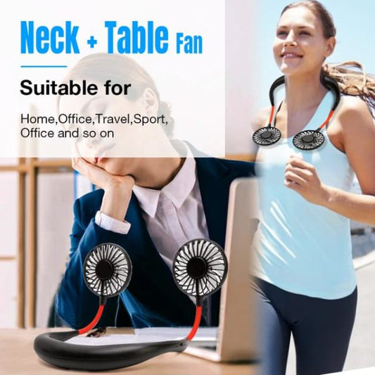 Neck Fan – Hands-Free Wearable Mini Sports Fan with 3-Speed Adjustment – Rechargeable Hanging Personal Cooling Fan for Outdoor & Indoor Use – Random Color
