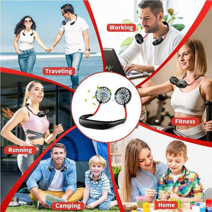 Neck Fan – Hands-Free Wearable Mini Sports Fan with 3-Speed Adjustment – Rechargeable Hanging Personal Cooling Fan for Outdoor & Indoor Use – Random Color