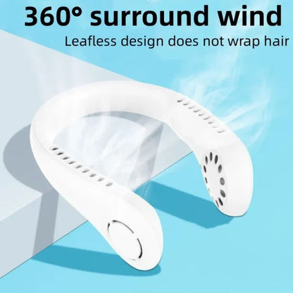 Bladeless Neck Fan – 360° Portable Hanging USB Rechargeable Neck Fan for Travel, Sports, Kitchen & Outdoor Use – Strong Micro Cooling – Safe & Silent – Random Color