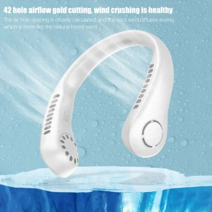 Bladeless Neck Fan – 360° Portable Hanging USB Rechargeable Neck Fan for Travel, Sports, Kitchen & Outdoor Use – Strong Micro Cooling – Safe & Silent – Random Color